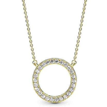 Nytt 925 Sterling Silver Tidlös Elegans Snöflinga accentuerad cirkulära hjärtan halsband för populära pärlor Charm DIY smycken