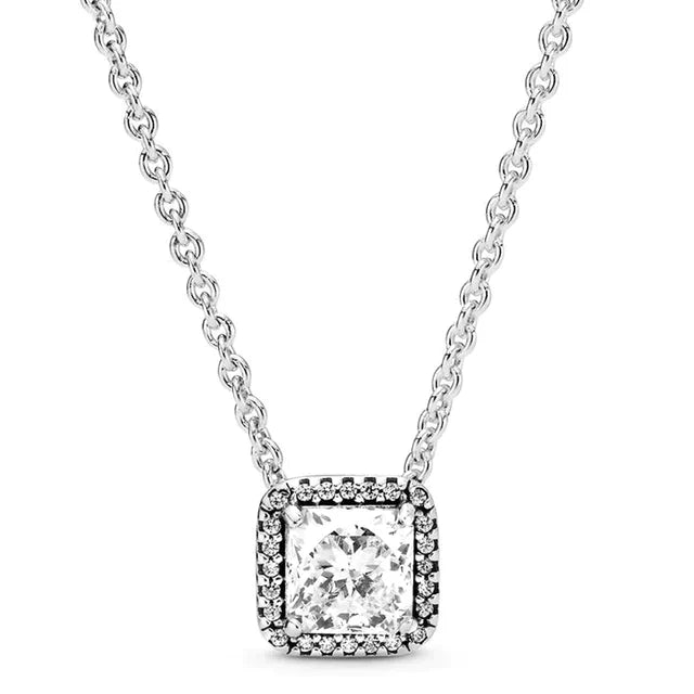 Nytt 925 Sterling Silver Tidlös Elegans Snöflinga accentuerad cirkulära hjärtan halsband för populära pärlor Charm DIY smycken