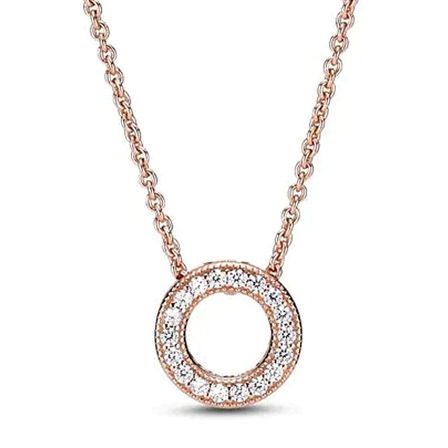 Nytt 925 Sterling Silver Tidlös Elegans Snöflinga accentuerad cirkulära hjärtan halsband för populära pärlor Charm DIY smycken